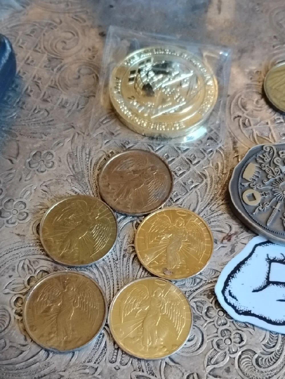 Golden Coin Stack -Arabic/Angels/Pope Francis etc...